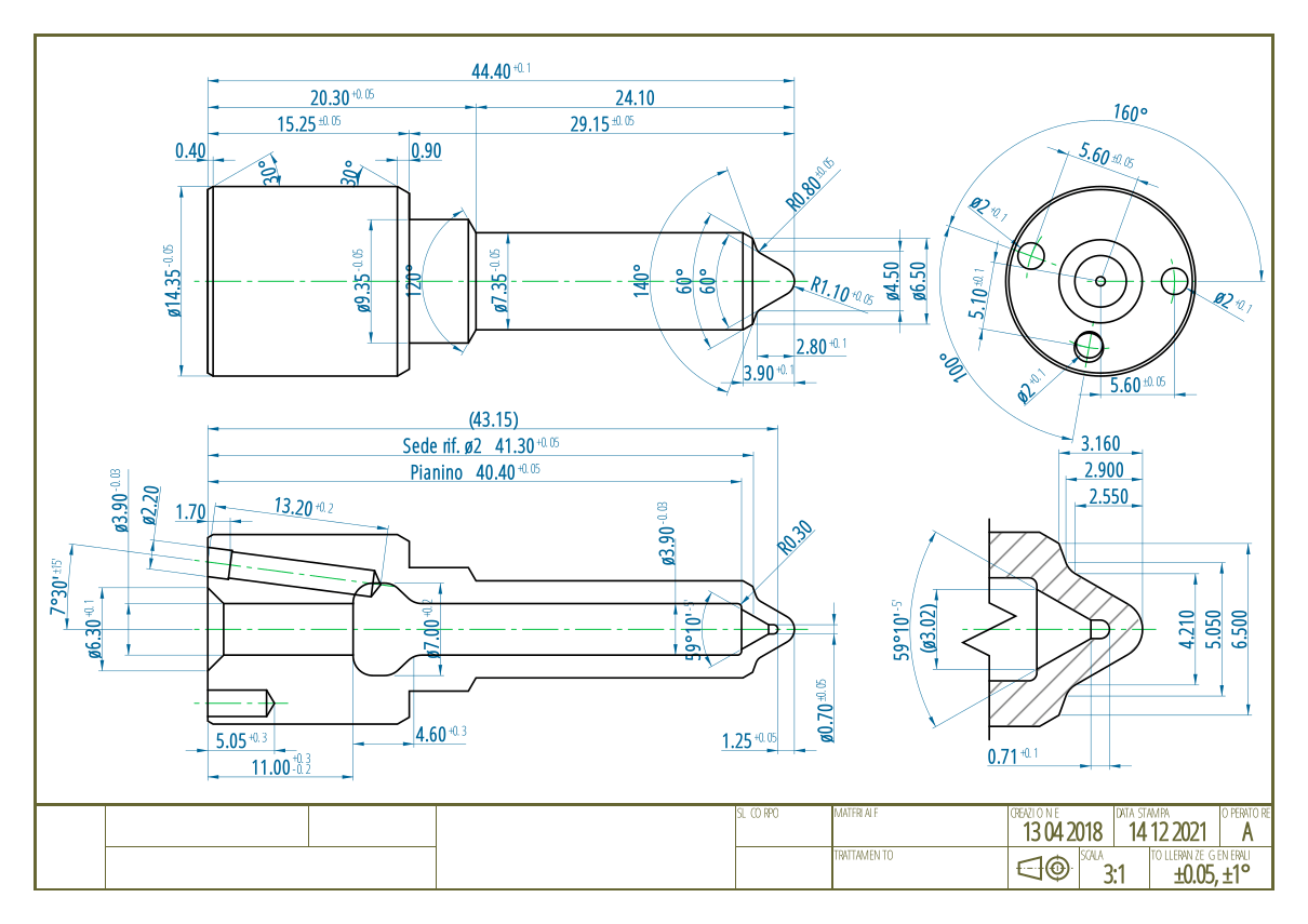 Sample lathe drawing for a diesel nozzle